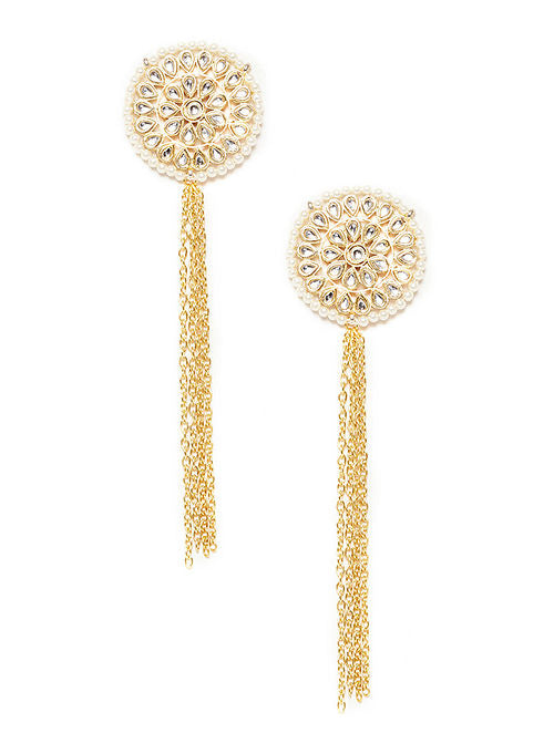 Kundan Studs With Gold Chain - MRR261