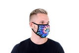 3 Pk Premium Tie Dye Print Reusable Face Mask Unisex Breathable Washable 2 Layer Ice Silk and Cotton Fabric