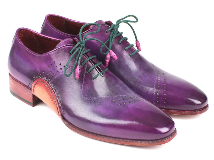 Paul Parkman Opanka Construction Purple Hand-Painted Oxfords Shoes (ID#OPK66KD) Size 11.5 D(M) US