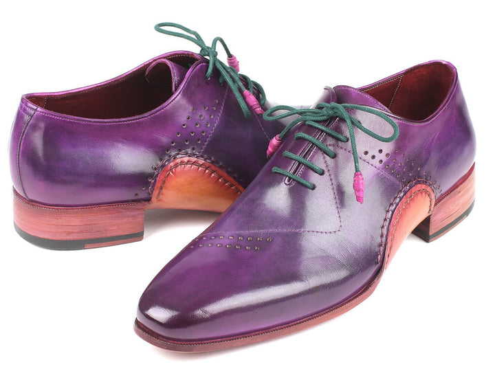 Paul Parkman Opanka Construction Purple Hand-Painted Oxfords Shoes (ID#OPK66KD) Size 7.5 D(M) US