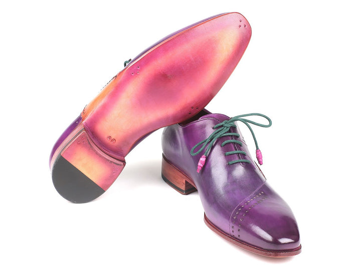 Paul Parkman Opanka Construction Purple Hand-Painted Oxfords Shoes (ID#OPK66KD) Size 12-12.5 D(M) US