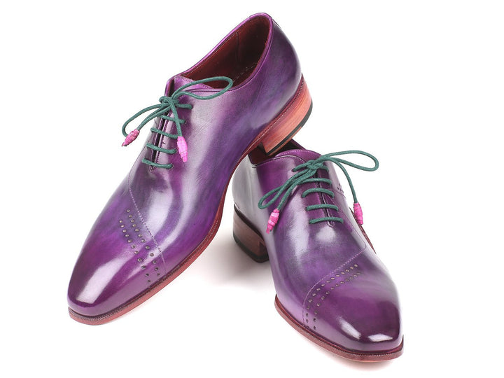 Paul Parkman Opanka Construction Purple Hand-Painted Oxfords Shoes (ID#OPK66KD)
