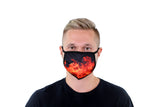 3 Pk Printed Orange Flame Multi Color Reusable Face Mask Unisex Breathable Washable 2 Layer Ice Silk & Cotton Fabric