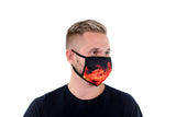 3 Pk Printed Orange Flame Multi Color Reusable Face Mask Unisex Breathable Washable 2 Layer Ice Silk & Cotton Fabric