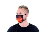 3 Pk Printed Orange Flame Multi Color Reusable Face Mask Unisex Breathable Washable 2 Layer Ice Silk & Cotton Fabric