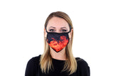 3 Pk Printed Orange Flame Multi Color Reusable Face Mask Unisex Breathable Washable 2 Layer Ice Silk & Cotton Fabric