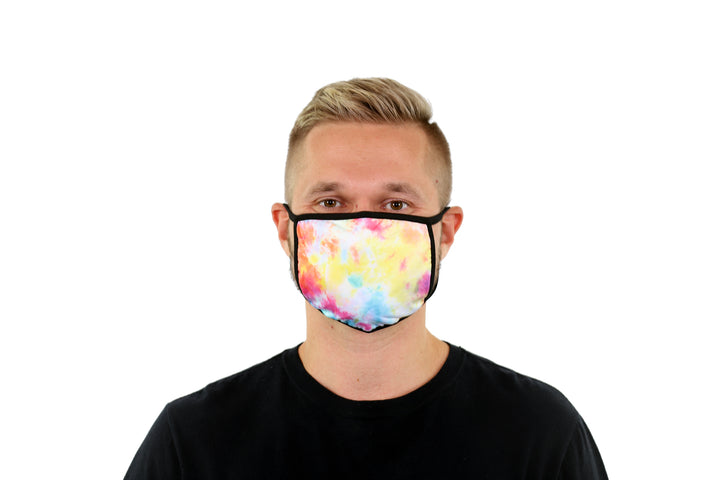 3 Pk Deluxe Tie Dye Print Reusable Face Mask Unisex Breathable Washable 2 Layer Ice Silk and Cotton Fabric