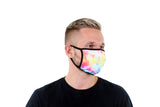 3 Pk Deluxe Tie Dye Print Reusable Face Mask Unisex Breathable Washable 2 Layer Ice Silk and Cotton Fabric