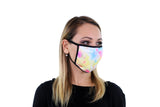 3 Pk Deluxe Tie Dye Print Reusable Face Mask Unisex Breathable Washable 2 Layer Ice Silk and Cotton Fabric