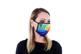 3 Pk Rainbow Swirl Printed Multi Colored Reusable Face Mask Unisex Breathable Washable 2 Layer Ice Silk & Cotton Fabric