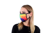 3 Pk Rainbow Swirl Printed Multi Colored Reusable Face Mask Unisex Breathable Washable 2 Layer Ice Silk & Cotton Fabric