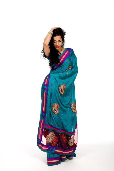 Color Block Party wear Sari