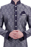 Silver and Black Indian Wedding Indo-Western Sherwani for Men