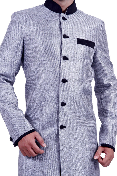 Silver Indian Wedding Indo-Western Sherwani for Men