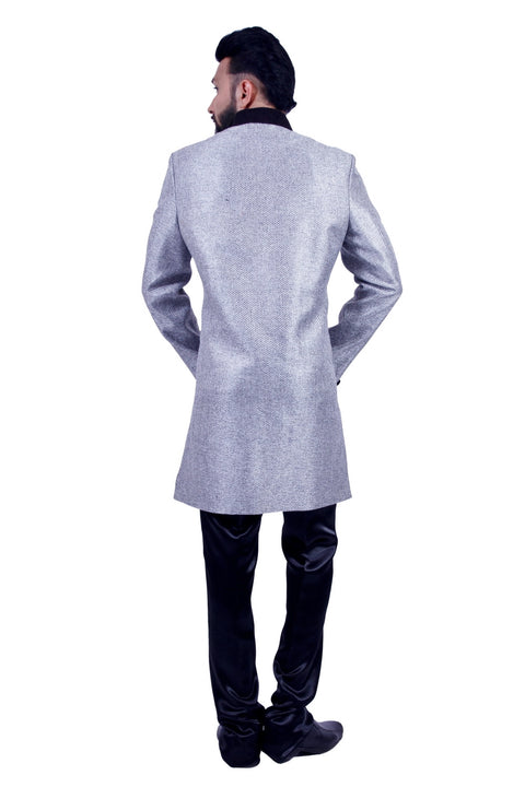 Silver Indian Wedding Indo-Western Sherwani for Men