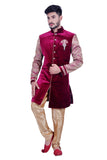 Burgundy Purple Indian Wedding Indo-Western Sherwani for Men