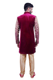 Burgundy Purple Indian Wedding Indo-Western Sherwani for Men