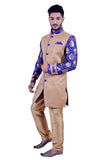 Natural Jute and Persian Blue Indian Wedding Indo-Western Sherwani for Men