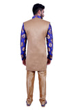 Natural Jute and Persian Blue Indian Wedding Indo-Western Sherwani for Men