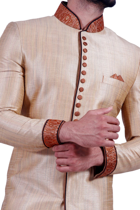 Daffodil Gold Indian Wedding Indo-Western Sherwani for Men