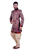 Maroon and Gold Indian Festival Indo-Western Formal Wedding Sherwani for Men