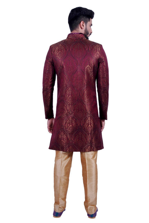 Short Multicolor Indian Wedding Indo-Western Sherwani for Men