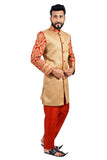 Natural Jute and Maroon Indian Wedding Indo-Western Sherwani for Men