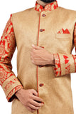 Natural Jute and Maroon Indian Wedding Indo-Western Sherwani for Men