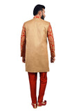 Natural Jute and Maroon Indian Wedding Indo-Western Sherwani for Men