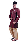 Wine and Black Indian Festive Occasion Indo-Western Sherwani for Men