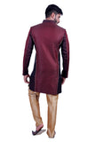 Wine and Black Indian Festive Occasion Indo-Western Sherwani for Men