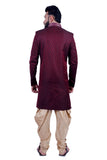 Wine Indian Festive Occasion Indo-Western Sherwani for Men