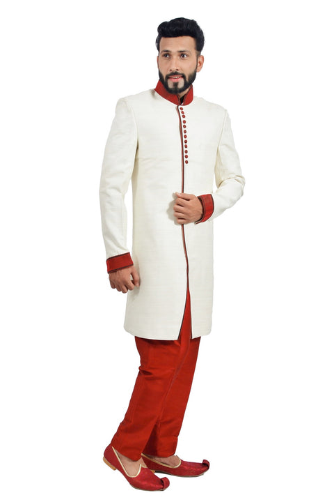 White Indian Wedding Indo-Western Sherwani for Men