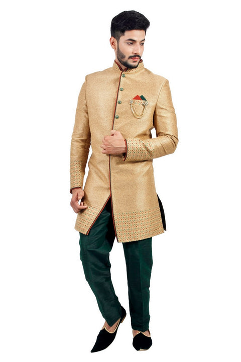 Natural Jute Indian Wedding Indo-Western Sherwani for Men