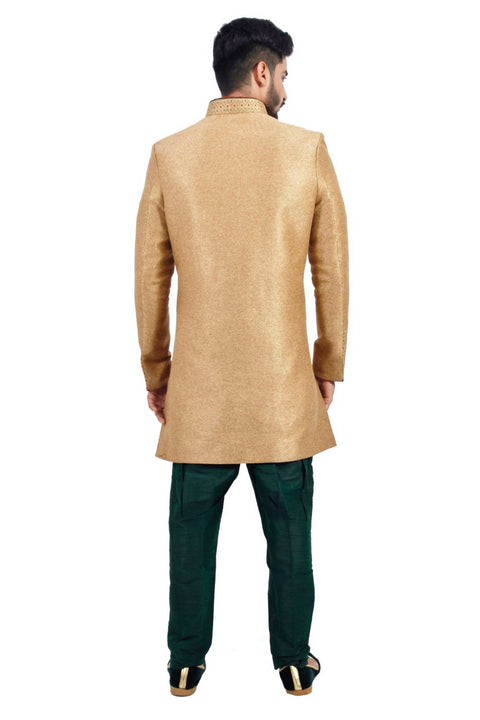 Natural Jute Indian Wedding Indo-Western Sherwani for Men