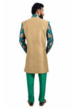 Natural Jute and Green Indian Wedding Indo-Western Sherwani for Men RK1114SNT