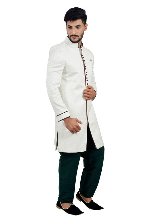 White Indian Wedding Indo-Western Sherwani for Men