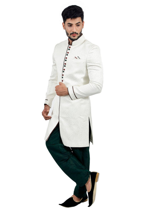 White Indian Wedding Indo-Western Sherwani for Men