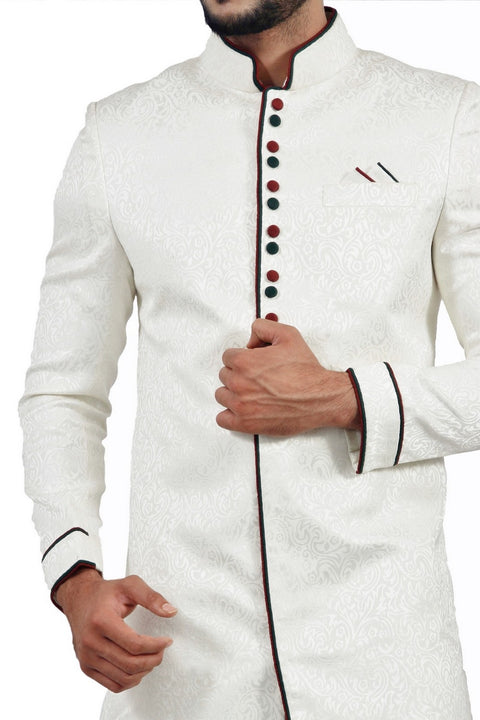 White Indian Wedding Indo-Western Sherwani for Men