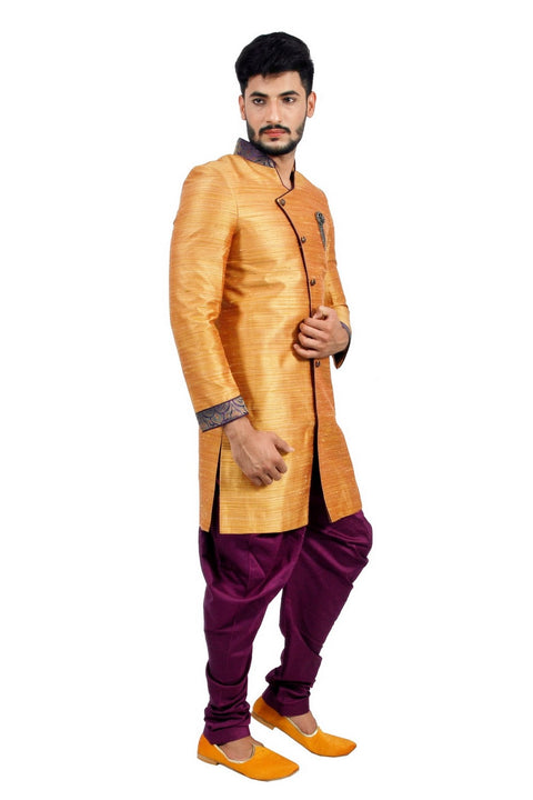 Burnt Orange Indian Wedding Indo-Western Sherwani for Men