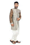 White and Sienna Coffee Indian Wedding Indo-Western Sherwani for Men