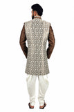 White and Sienna Coffee Indian Wedding Indo-Western Sherwani for Men