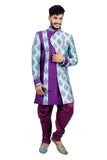 Island Lagoon and Purple Indian Wedding Indo-Western Sherwani for Men