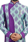 Island Lagoon and Purple Indian Wedding Indo-Western Sherwani for Men