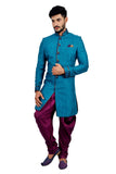 Gulfstream Blue Indian Wedding Indo-Western Sherwani for Men