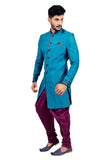 Gulfstream Blue Indian Wedding Indo-Western Sherwani for Men