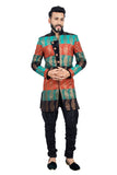 Multicoloured Designer Short Indian Wedding Indo-Western Sherwani for Men