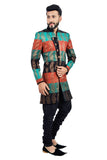 Multicoloured Designer Short Indian Wedding Indo-Western Sherwani for Men