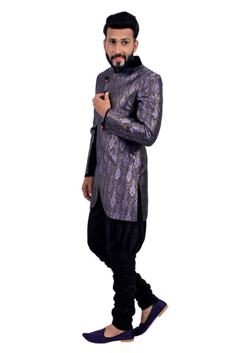 Purple Indian Wedding Indo-Western Sherwani for Men