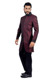 Marron and Black Indian Wedding Indo-Western Sherwani for Men